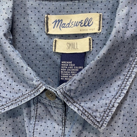 Madewell Blue Casual Button Down Shirt with Roll-Up Sleeves - Picture 2 of 7